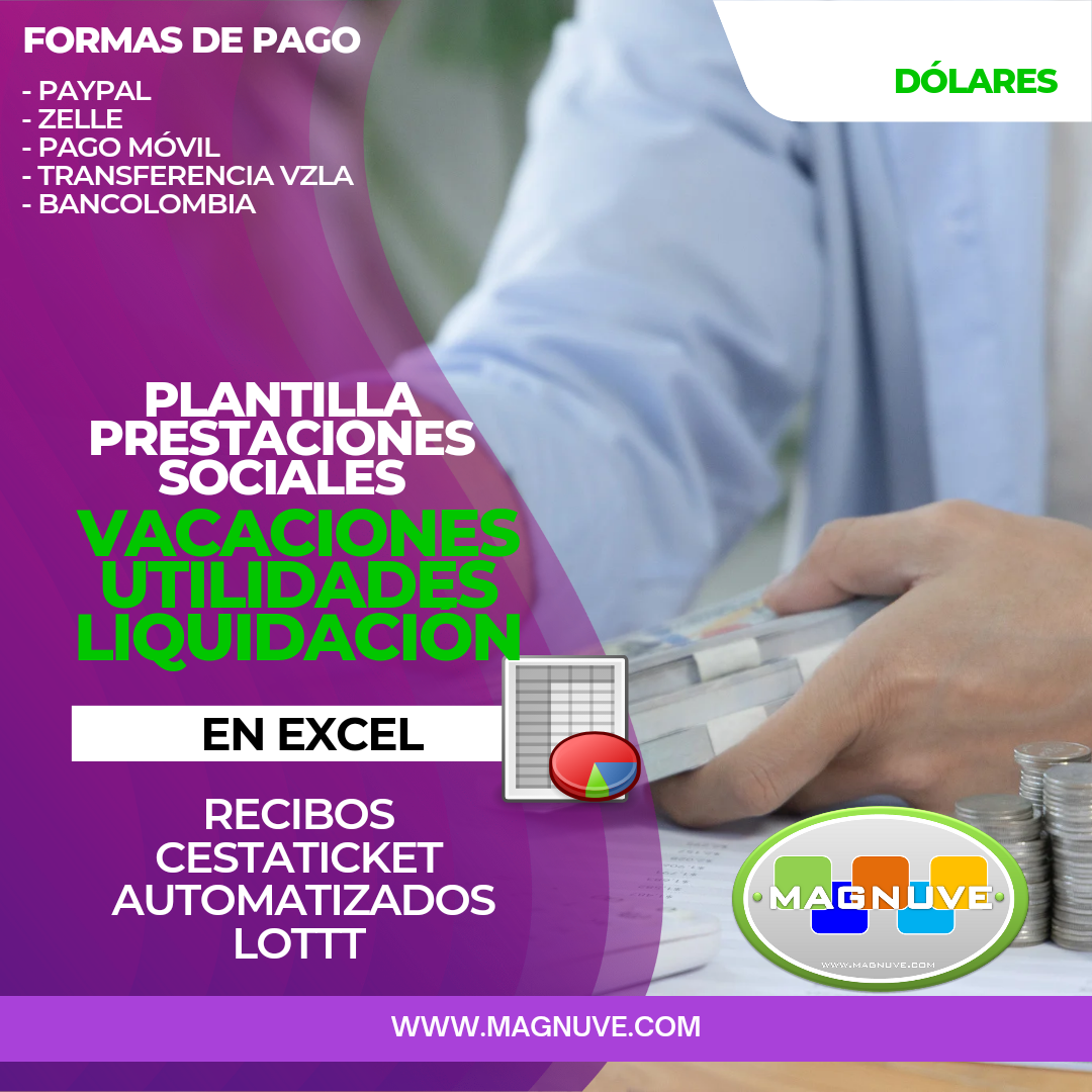 Plantilla Prestaciones Sociales Liquidaci N Vacaciones En Excel