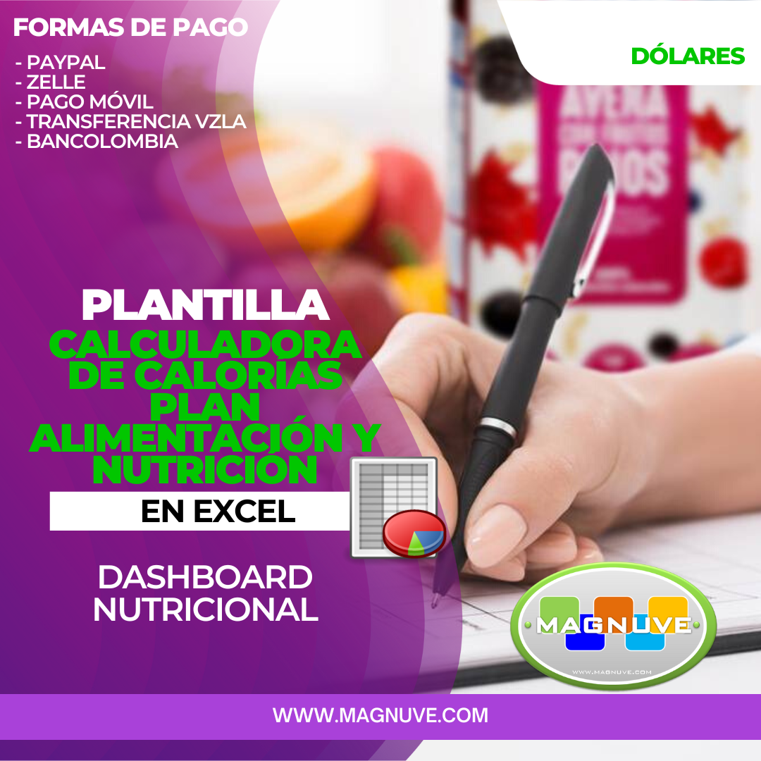 Plantilla Calculadora De Calorías Plan Alimentación Nutrición En Excel 9012