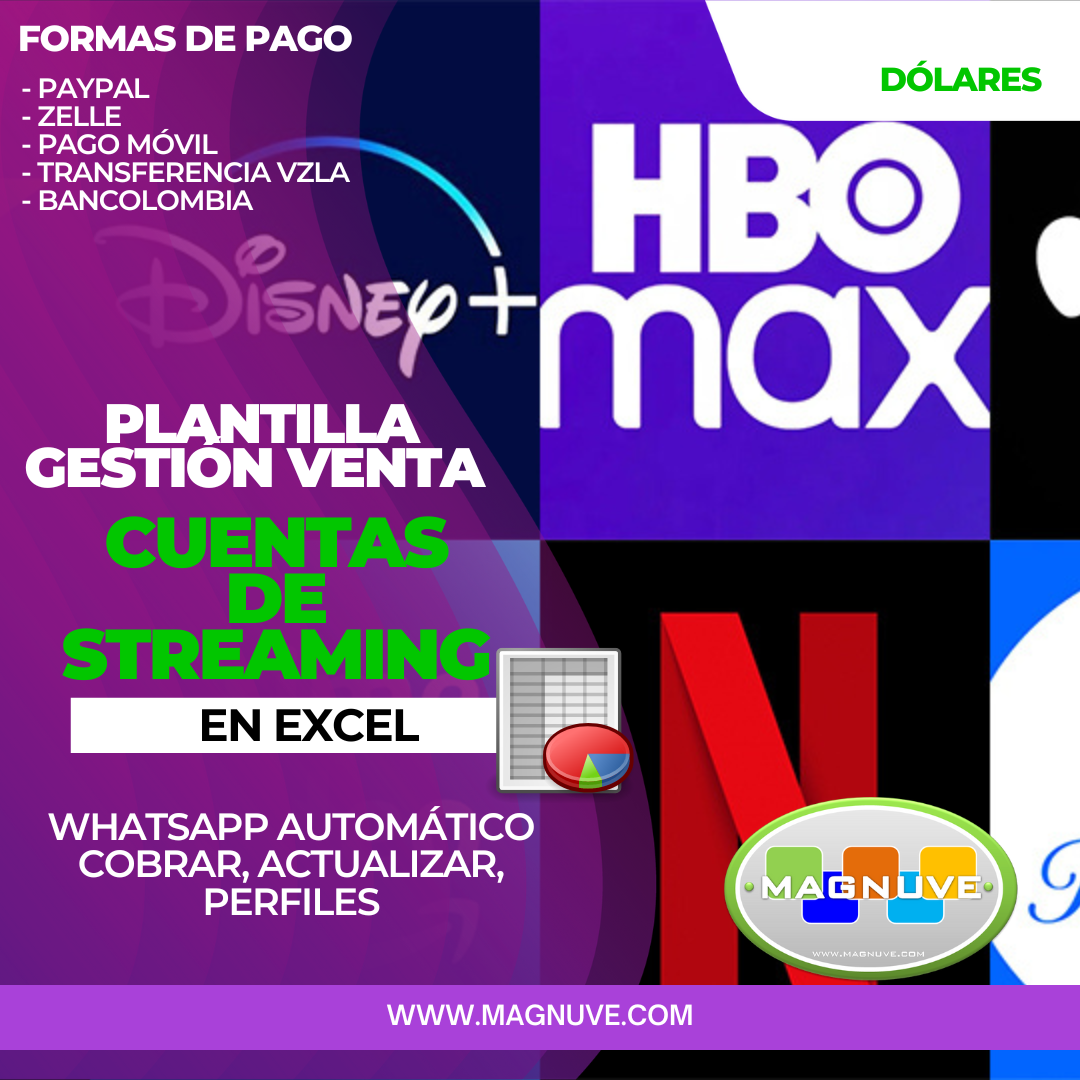 Plantilla Gesti贸n Venta Cuentas de Streaming en Excel