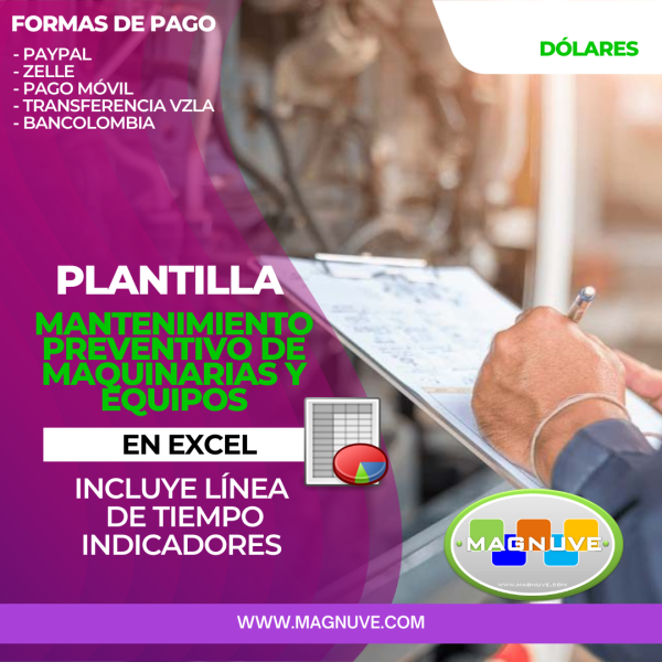 Plantilla Mantenimiento Preventivo de Maquinarias y Equipos en Excel