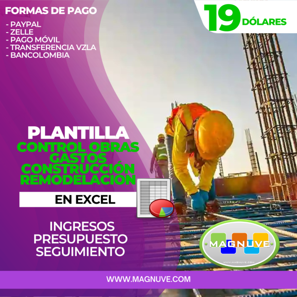 Plantilla Control Obras Gastos Construcción Remodelación Excel