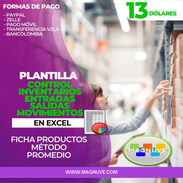 Plantilla Control Inventarios Entradas Salidas Movimientos en Excel
