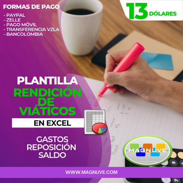 Plantilla Rendición de Viáticos en Excel