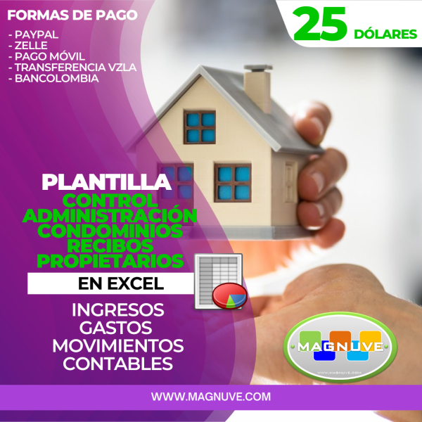 Plantilla Control Administración Condominios Recibos Propietarios En Excel