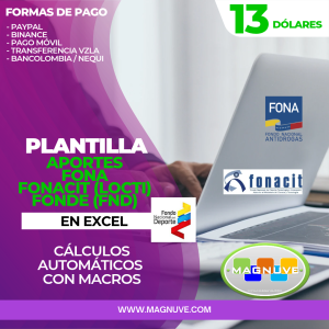 Plantilla Aportes FONA FONACIT (LOCTI) FONDE (FND) En Excel