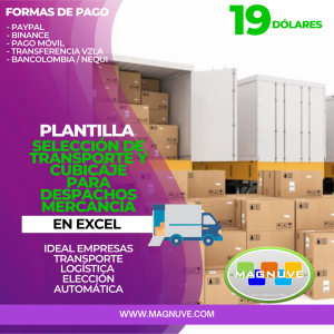 Plantilla Selección De Transporte Y Cubicaje Para Despachos Mercancía En Excel