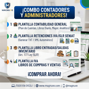 Combo Contadores y Administradores - Plantillas Excel (Contabilidad, Retenciones SENIAT, Inventario y Libros IVA)